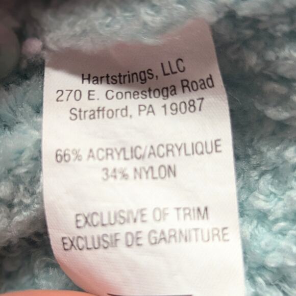 Hartstrings Vintage 1990s Light Blue Chenille Pink Heart Sweater | Baby Size 24M - Picture 8 of 9